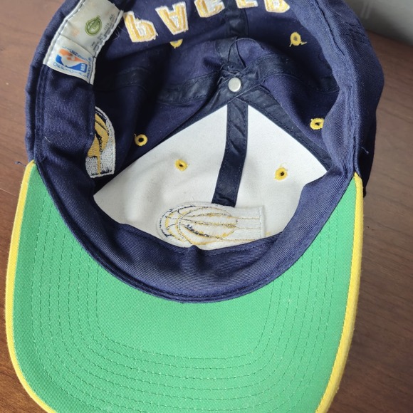 Vintage 90s Indiana Pacers Snapback Hat Cap NBA Basketball Team Logo Blue Yellow - Picture 7 of 7